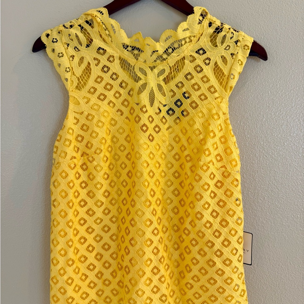 Laundry By Shelli Segal Yellow Lace Sleeveless Top